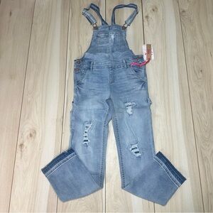 NEW GIRLS JUSTICE‎ distressed Denim Jean Overalls SIZE 14 SLIM